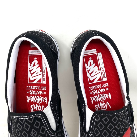 VANS x Krooked Slip On Sneaker Skateboard Black Canvas For Women Low VN0A5FCAAPM - Picture 6 of 10